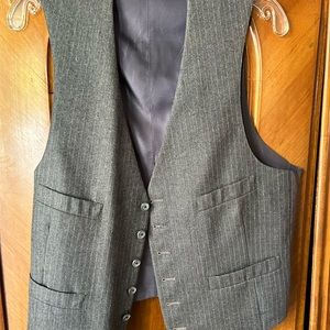 Vest classic pinstripe watch pockets back silk twill sz L